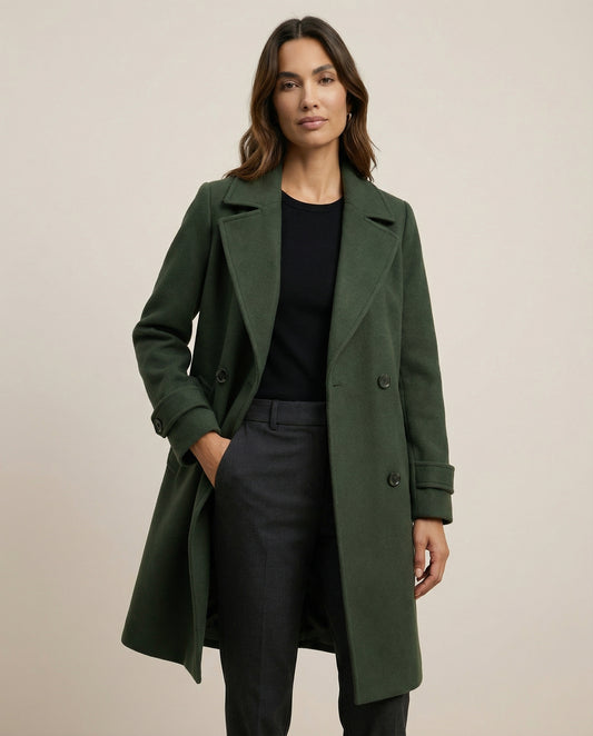 Women's Trench Coat with Double-Breasted Closure | Stylish Outerwear for Cold Weather